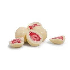 Erdbeeren in weißer Joghurtschokolade
