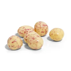 Himbeeren in weißer Joghurtschokolade